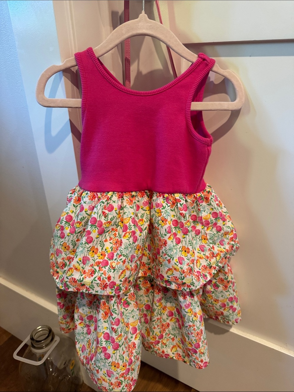 Janie and Jack Hot Pink tank Floral Tiered Dress